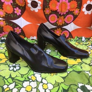 Donald Pliner Deep Umber Leather Block Heel Pumps